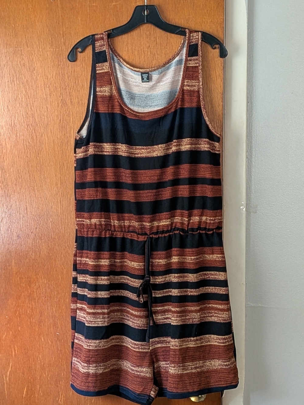 SHEIN Rust and Black Striped Sleeveless Romper Size XL